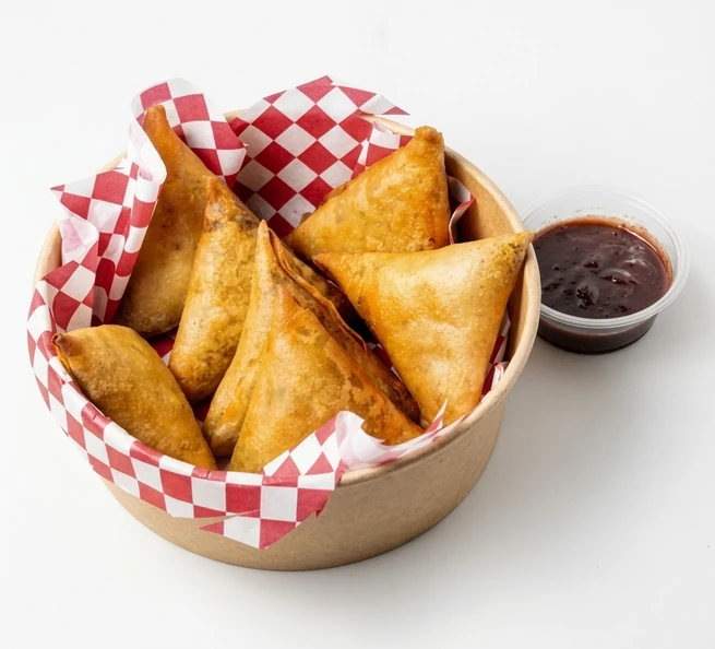 Beef Samosa fried to order at Papa Nash's Indian restaurant in Airdrie, AB