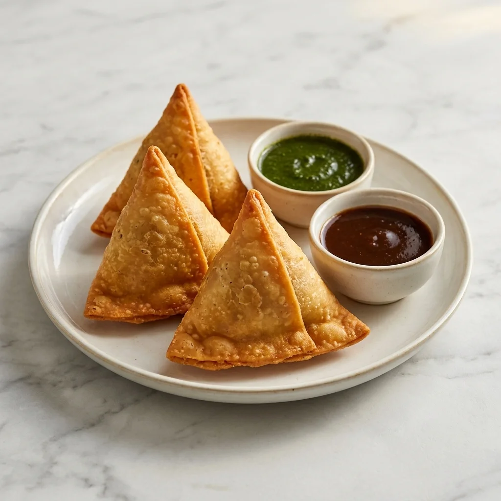 Veggie Samosa hand folded at Papa Nash's in downtown Airdrie, AB