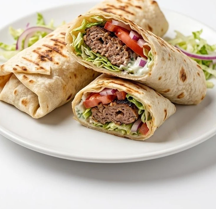 Lamb Kebab Roll from the Middle Eastern menu at Papa Nash's in Airdrie, AB